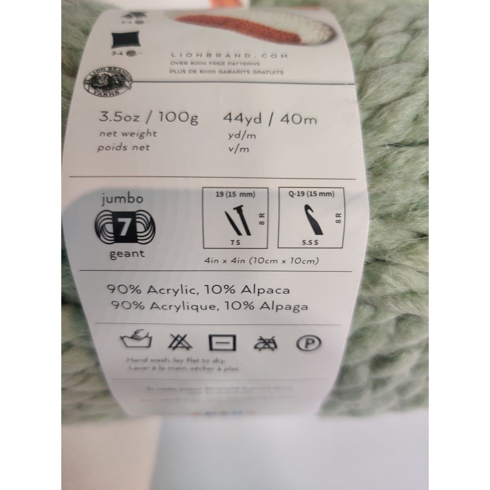 Touch Of Alpaca Thick & Quick Lion Brand Yarn Jumbo 7, Sage, 3 pack Lot - Picture 6 of 10